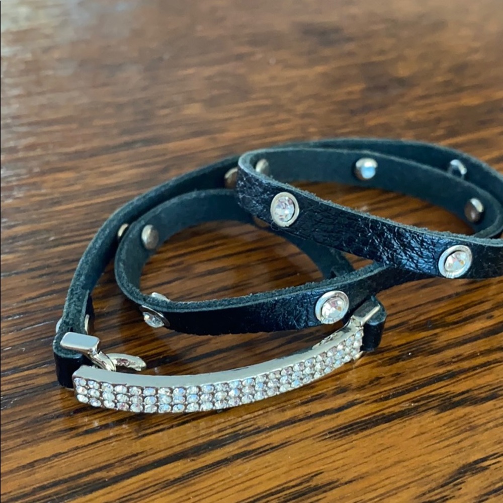 Black leather wrap bracelet.